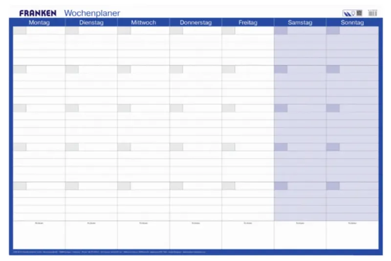 PKW1002 Schreibunterlage Monatsplan, Wochenplan undatiert Weiß, Blau (B x H) 910 mm x 610 mm 1 St. PKW1002 van Franken – productfoto