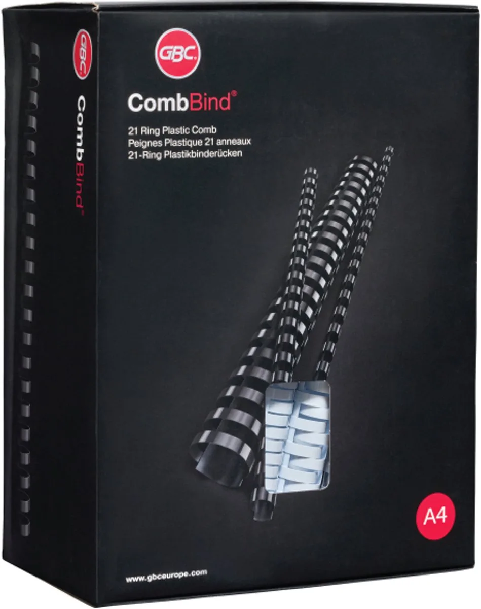 Combbind bindruggen - a4 - 28 mm - 50 stuks von GBC in Schwarz – Produktfoto