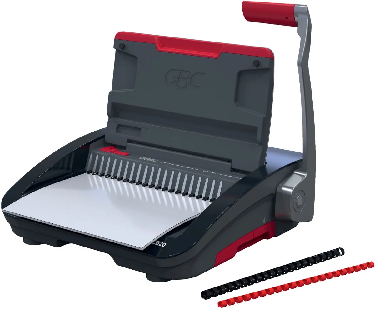 CombBind® CB20 Handmatige Inbindmachine - Plastic Bindruggen - 240 Vel - Zwart/ Rood från GBC i Svart, Röd – produktbild