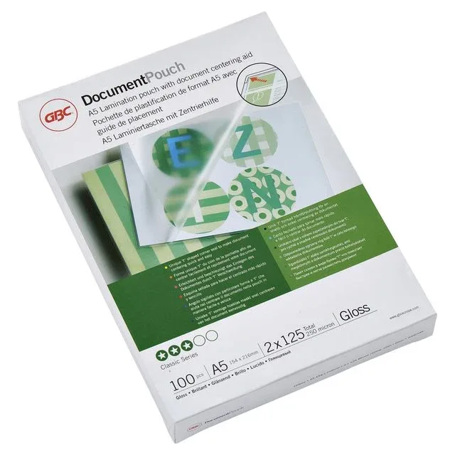 Document Lamineerhoezen A5 2x125 micron Glanzend (100) von GBC – Produktfoto