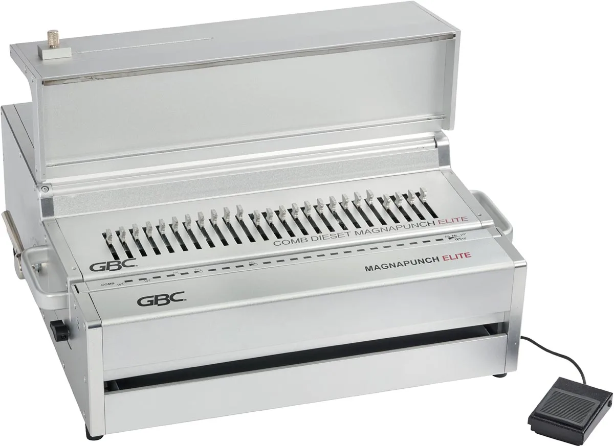 elektrische inbindmachine Magnapunch Elite, met voetpedaal van GBC – productfoto