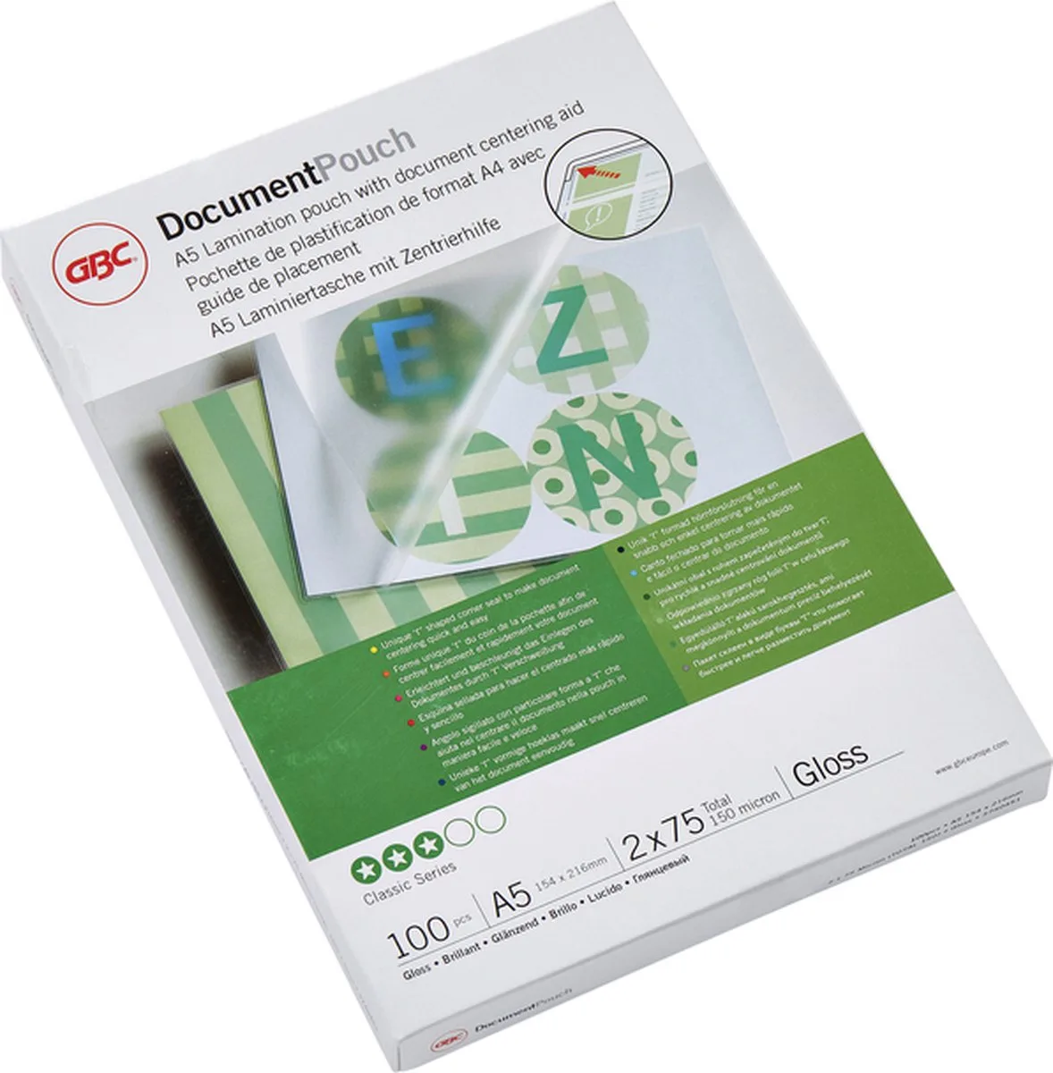 LAMINEERHOES GBC A5 2X75MICRON GLANS by GBC in Transparent – product photo