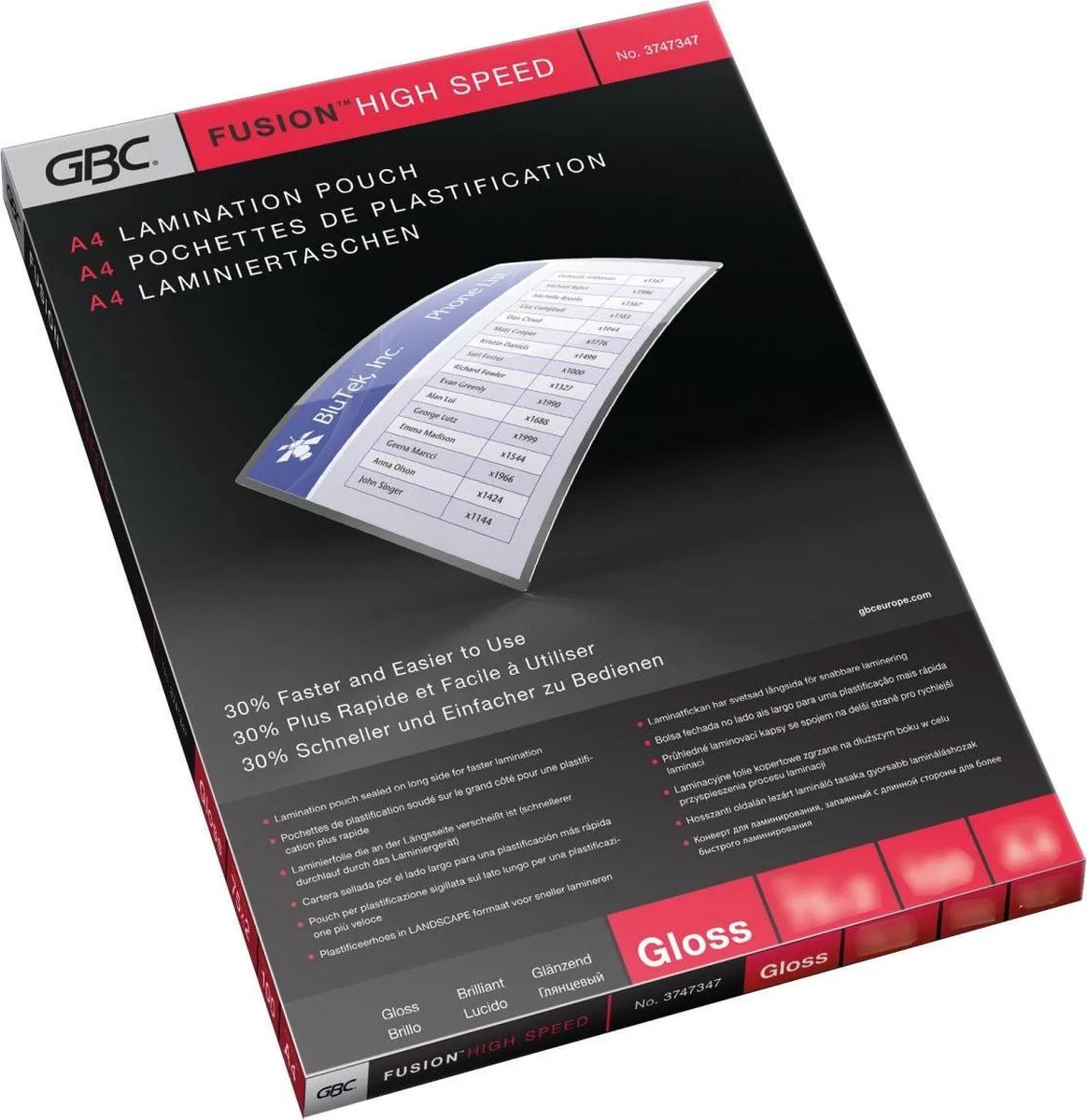 Lamineerhoezen A4 - Highspeed - 150 micron - 100 stuks von GBC in Transparent – Produktfoto