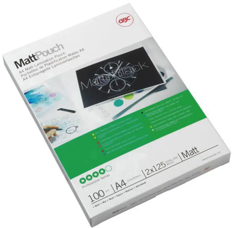 Laminierfolie DIN A4 125 micron matt 100 St. von GBC – Produktfoto