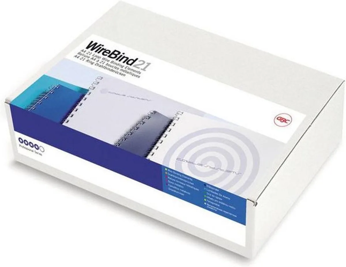 Wirebind draadruggen, 21-rings, 6mm, A4, 100 stuks von GBC in Weiß – Produktfoto