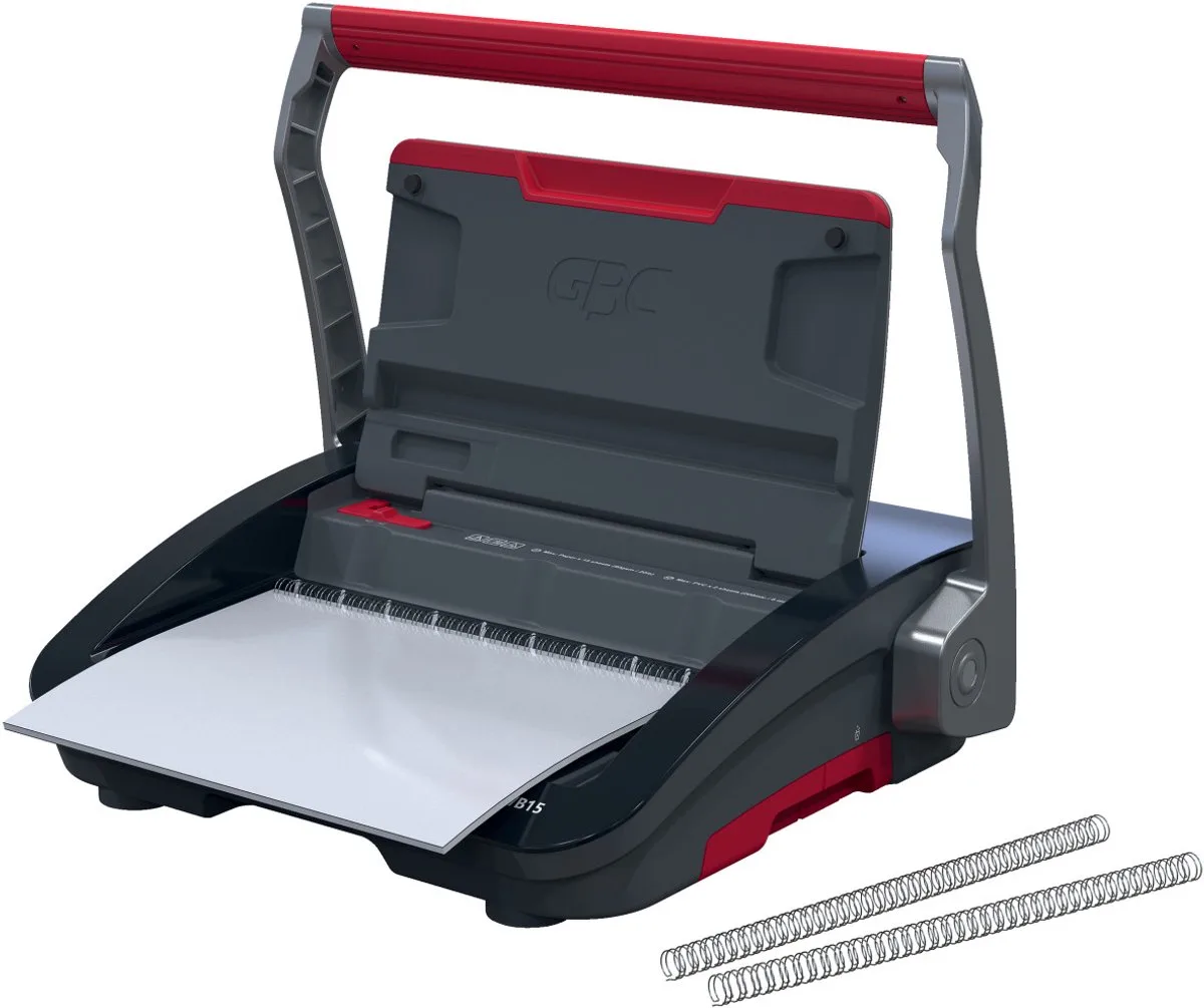 WireBind® WB15 Handmatige Inbindmachine - Spiraal Gebonden - 125 Vel - Zwart/ Rood von GBC in Schwarz, Rot – Produktfoto