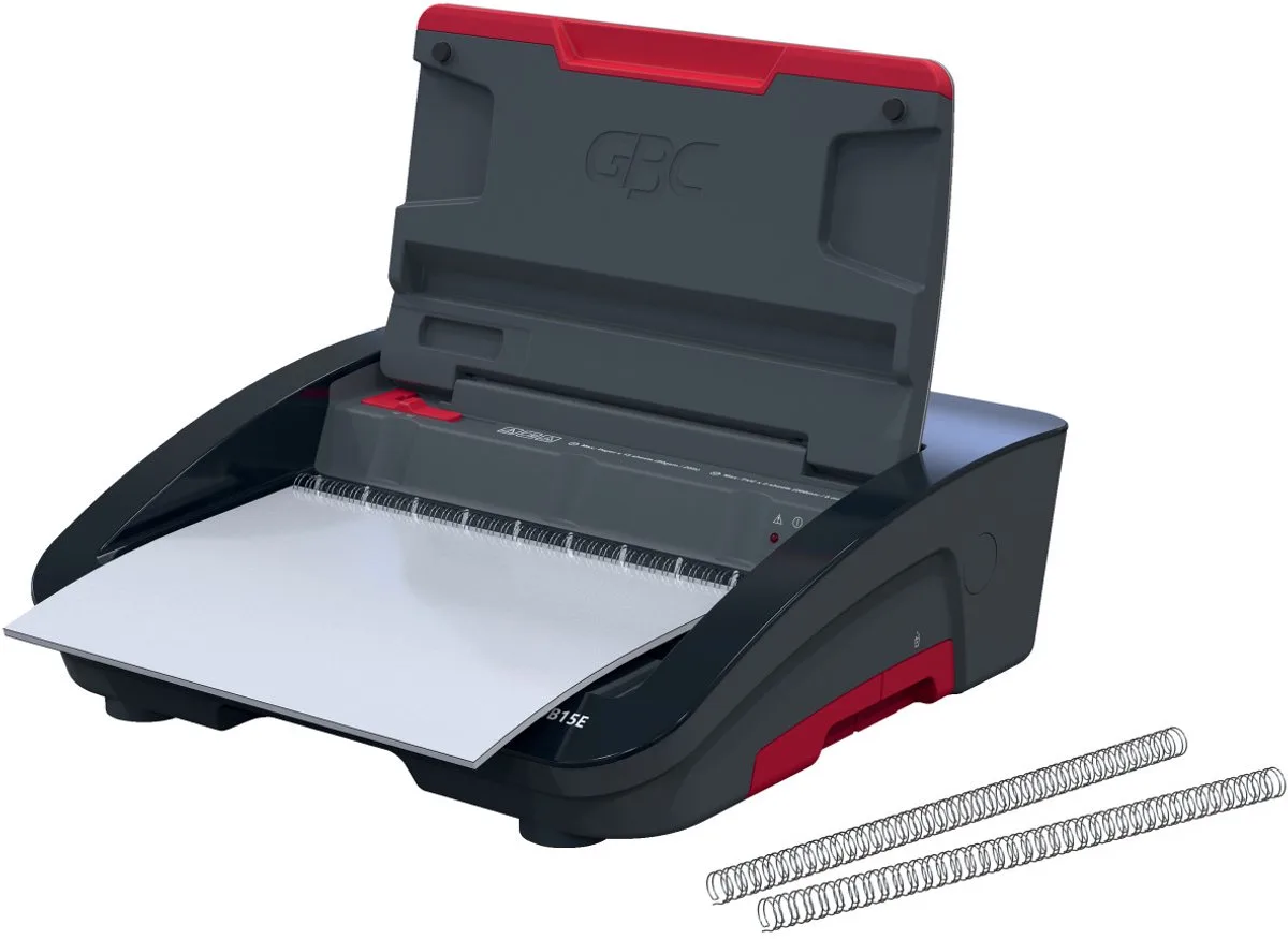 WireBind® WB15E Elektrische Inbindmachine - Spiraalgebonden - 125 Vel - Zwart/ Rood von GBC in Schwarz, Silber, Rot – Produktfoto