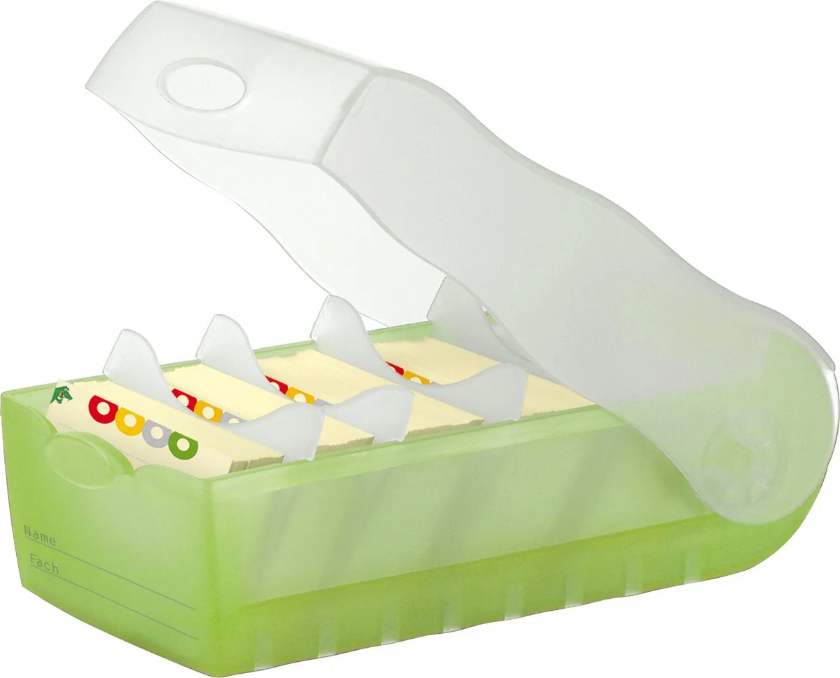 CROCO 997-603 Kaartenbak Groen, Doorschijnend Aantal kaarten (max.): 900 kaarten DIN A7 liggend Incl. 100 gelinieer fra HAN i Grøn, Doorschijnend – produktbillede