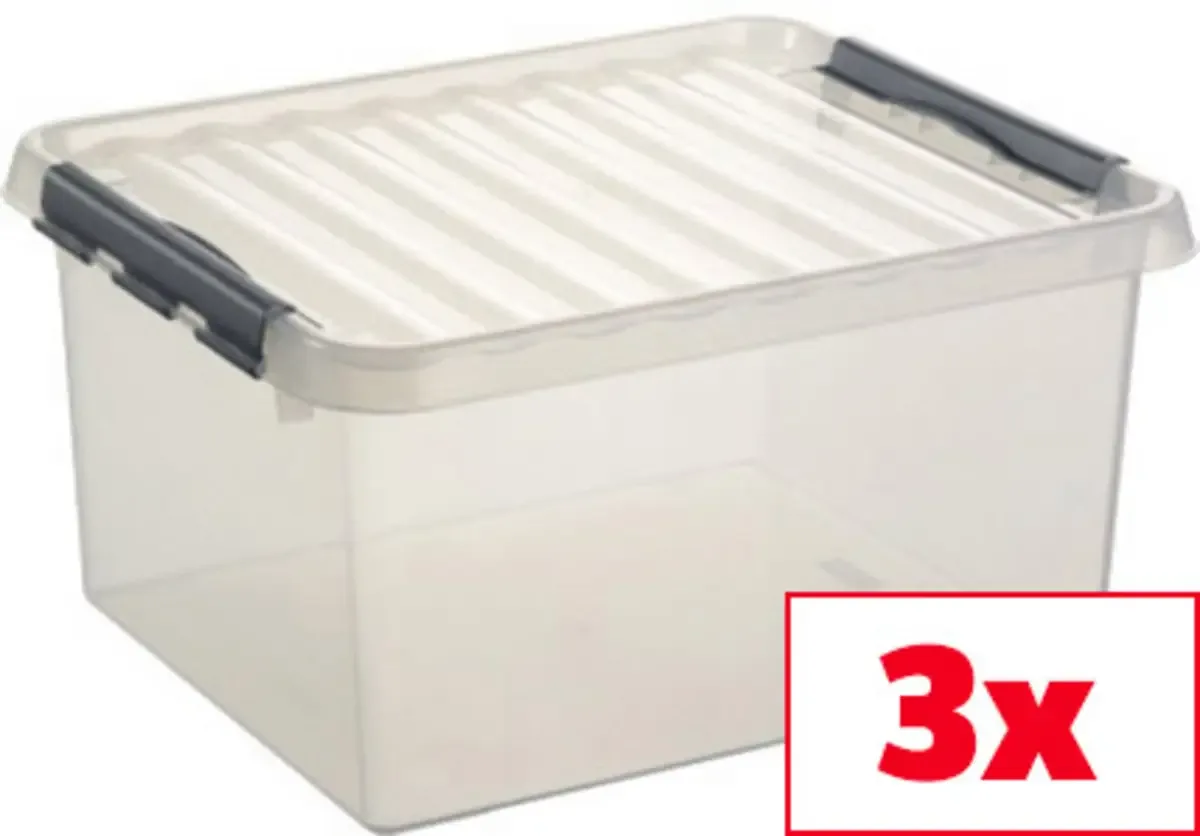 Aufbewahrungsbox Sunware Q-line Transparent 36 l (B x H x T) 40 x 26 x 50 cm 3 St. de Helit – photo produit