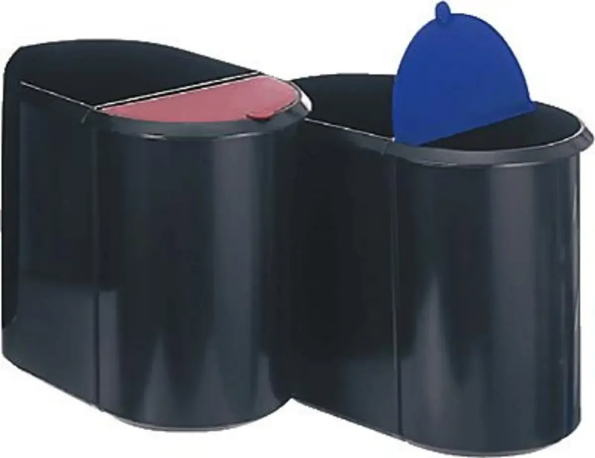 Corbeille à papier Helit helit Duo System - Papierkorb - 29 L - Mülltrennung H6103993 29 l (L x l x H) 400 cm x 400 mm x 300 mm plastique noir, bleu 1 pc(s) van Helit in Zwart, Blauw – productfoto