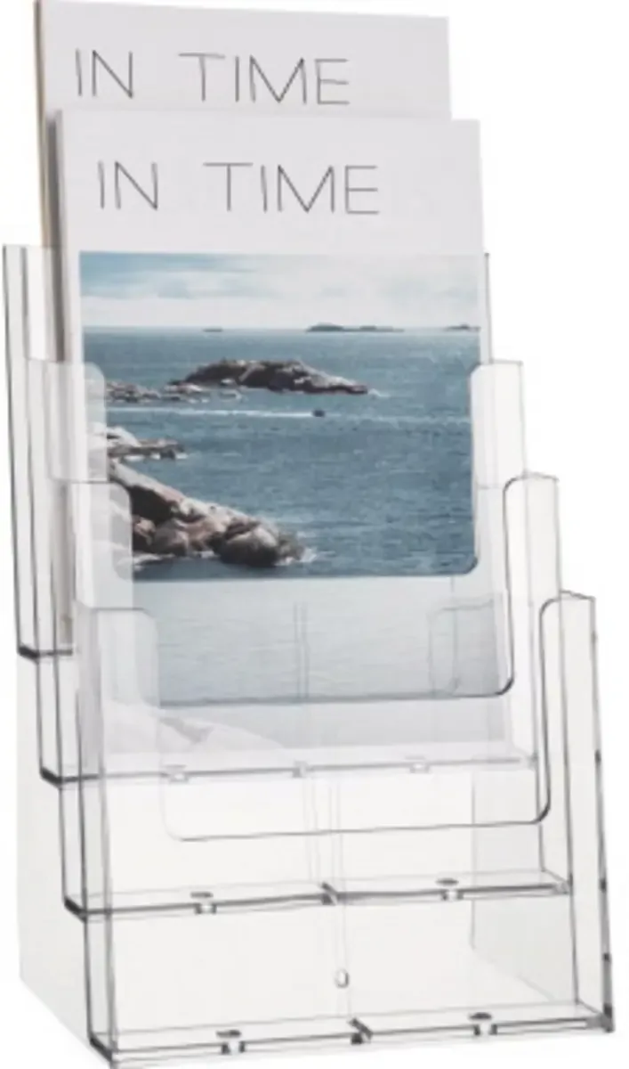H2352202 H2352202 Folderhouder Glas (helder) DIN A5 staand 1 stuk(s) Aantal vakken: 4 (b x h x d) 165 x 257 x 175 mm von Helit in Glas (helder) – Produktfoto