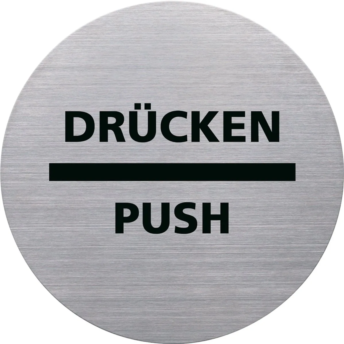 Piktogramm "de badge" ZIEHEN/PULL, rund, silber van Helit in Wit – productfoto