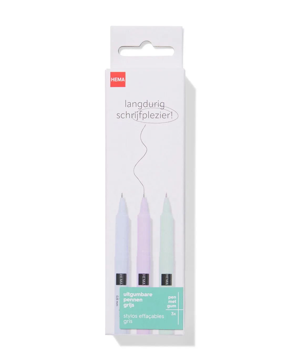 Balpennen grijs uitgumbaar - 3 stuks (grijs) van HEMA – productfoto