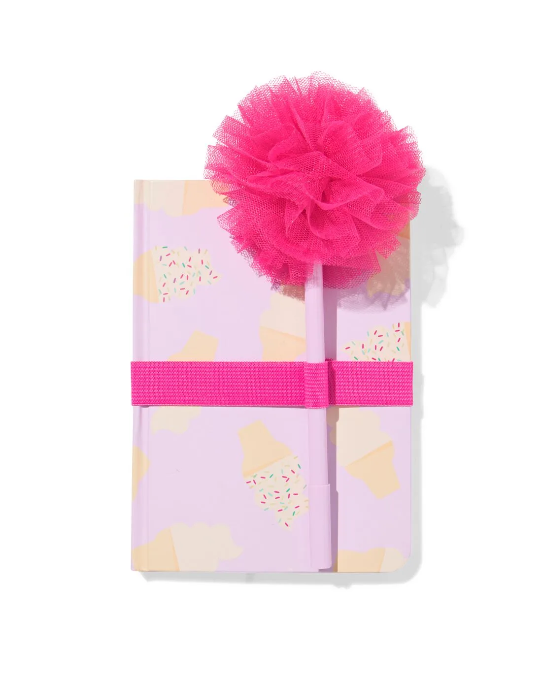 Cadeauset notitieboek 18x12.6cm pomponpen van HEMA – productfoto