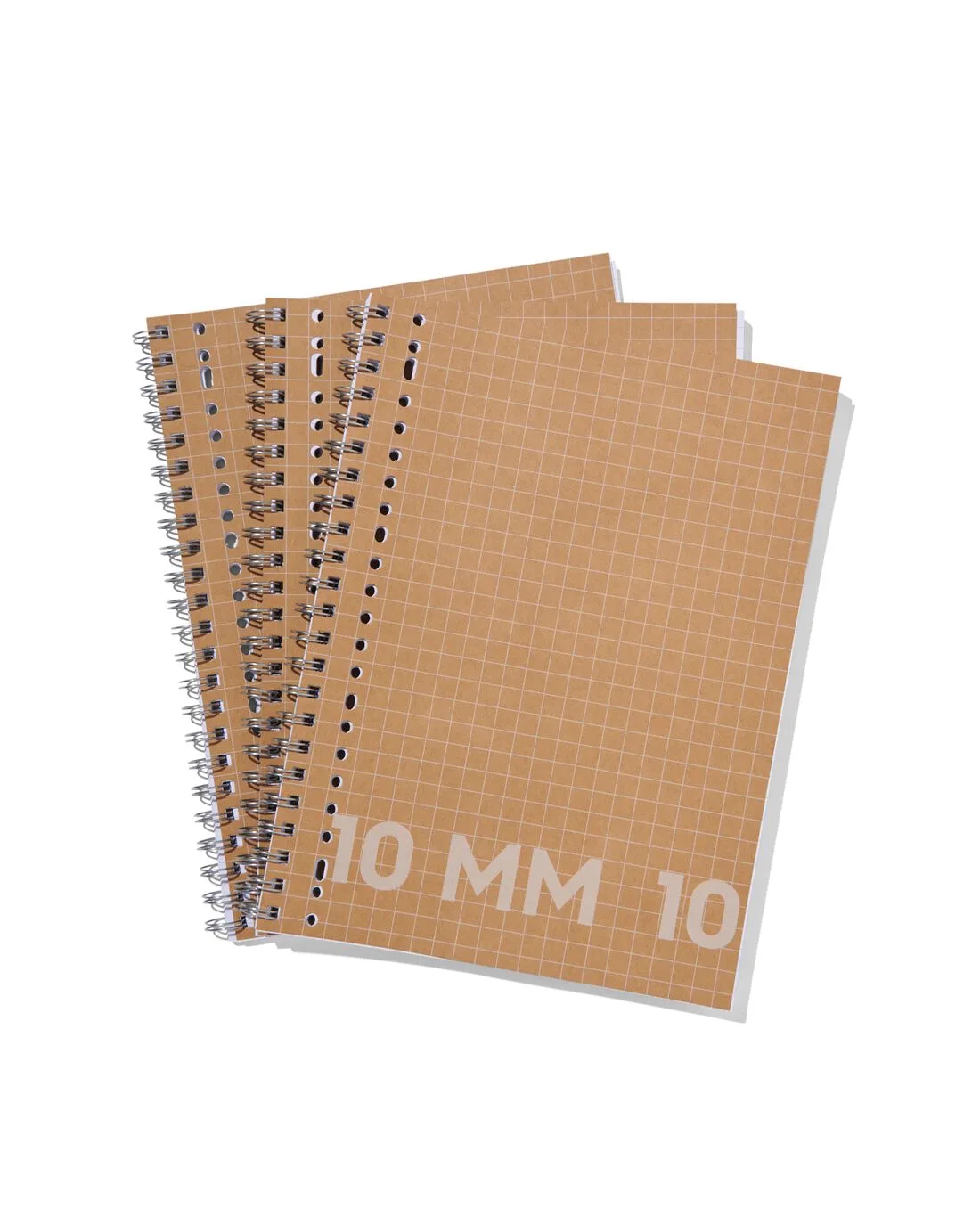Collegeblokken kraft A4 geruit 10mm - 3 stuks (bruin) van HEMA – productfoto