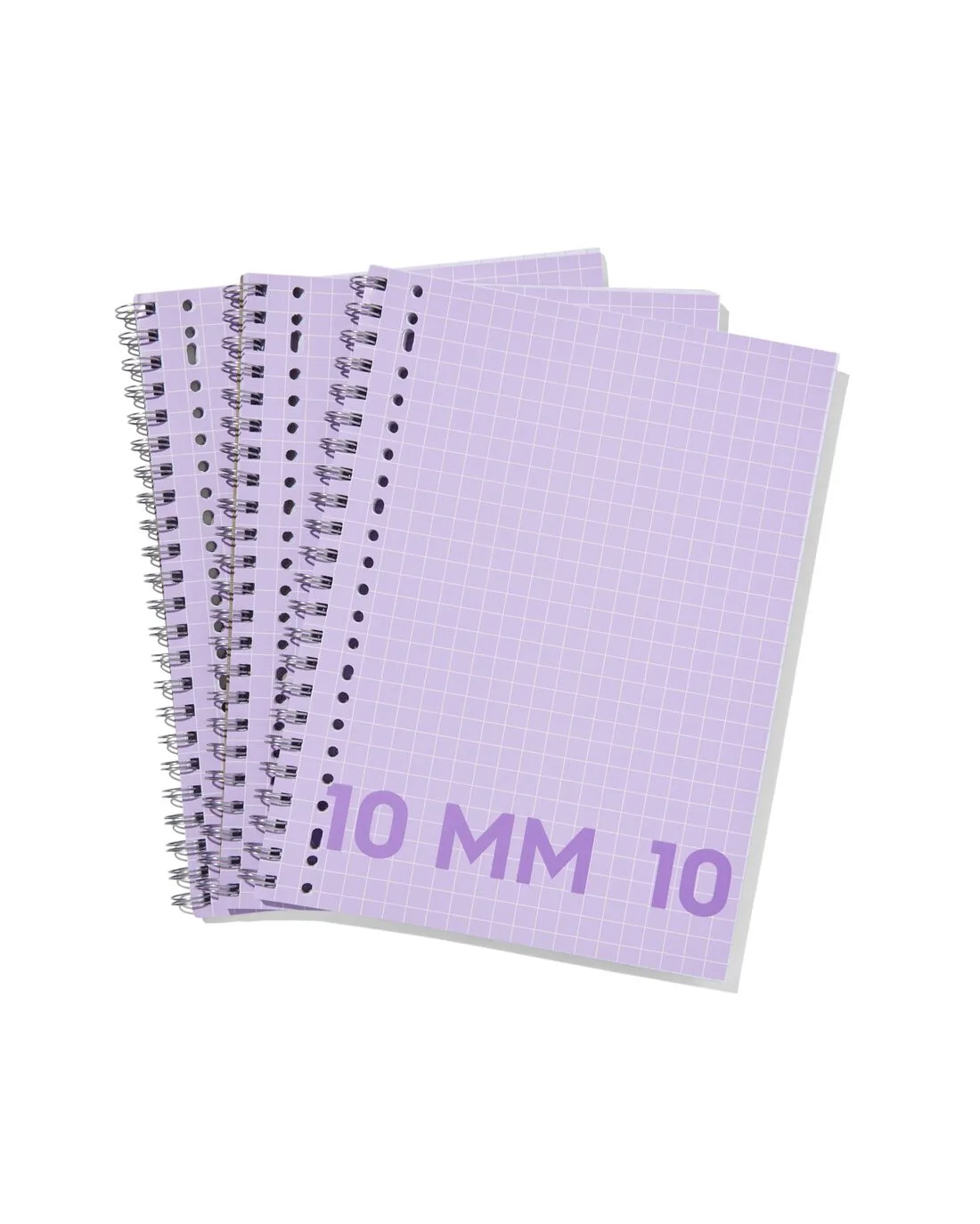 Collegeblokken lila A4 geruit 10mm - 3 stuks (lila) van HEMA – productfoto