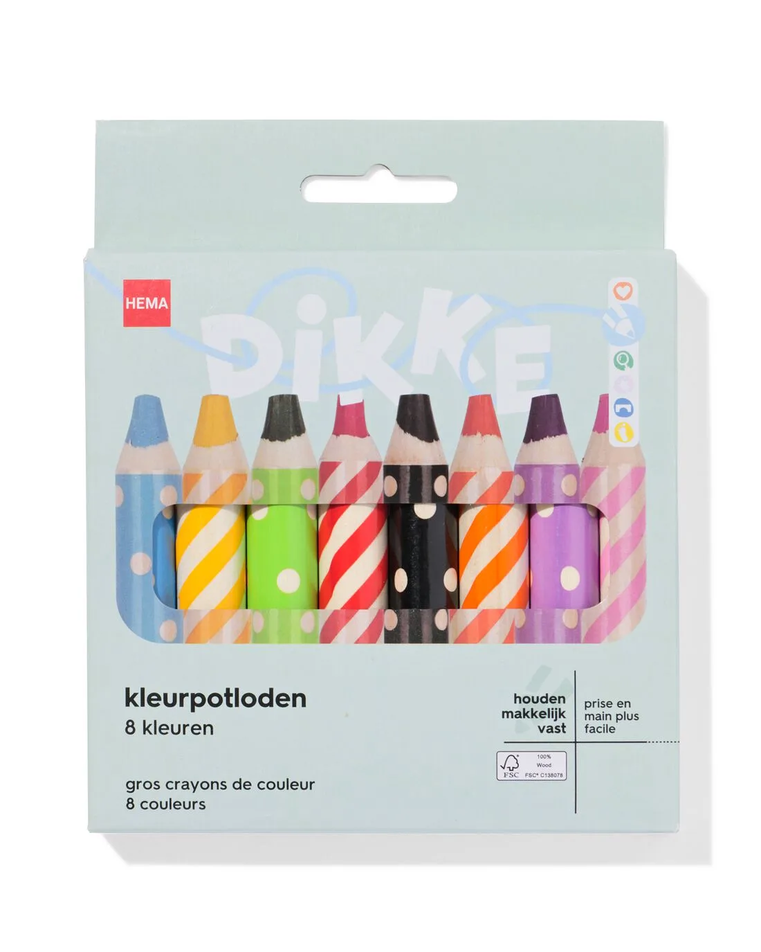 Dikke potloden - 8 stuks van HEMA – productfoto