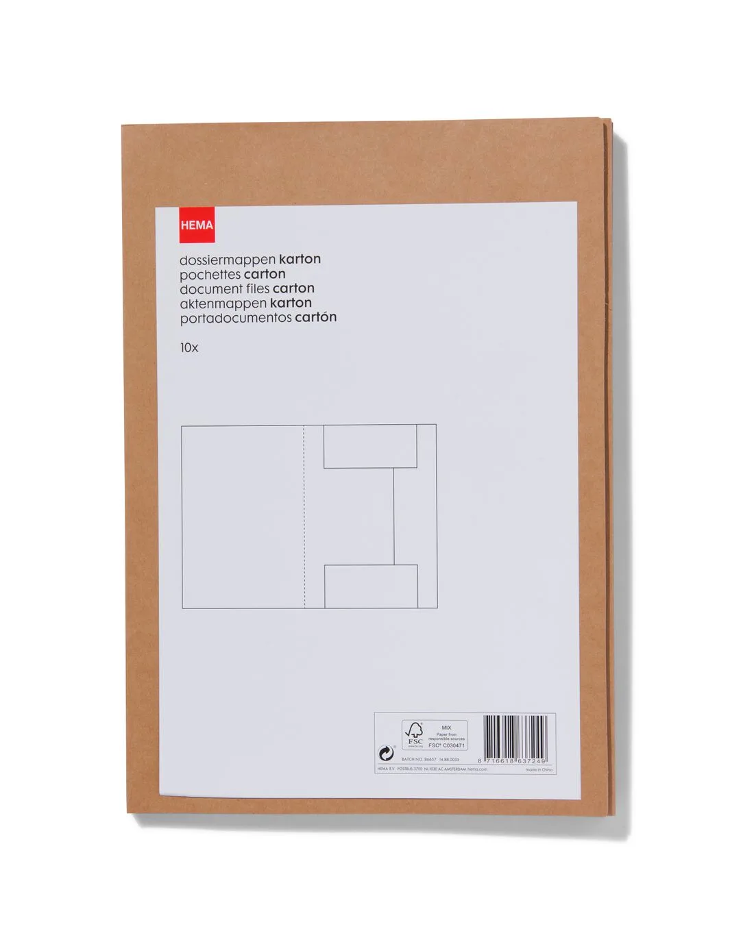 Dossiermappen kraft A4 - 10 stuks van HEMA – productfoto