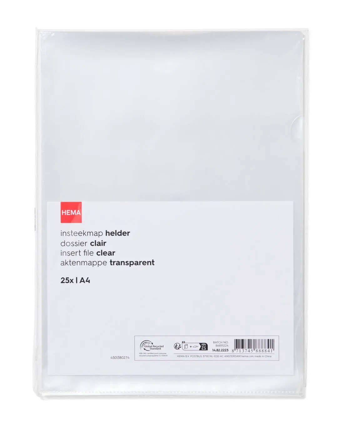 Insteekmap A4 - 25 stuks van HEMA – productfoto