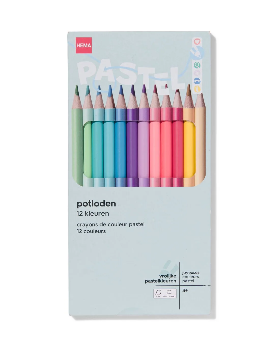 Kleurpotloden pastel - 12 stuks van HEMA – productfoto