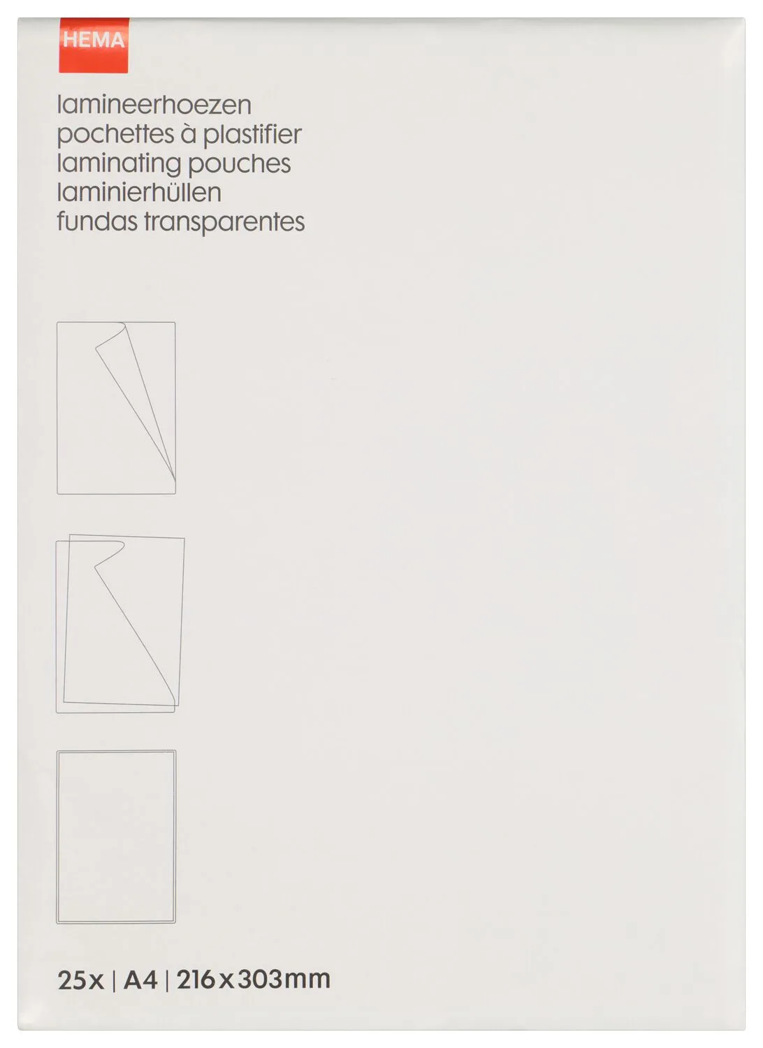 Lamineerhoezen 80 micron 21.6x30.3 - 25 stuks van HEMA – productfoto