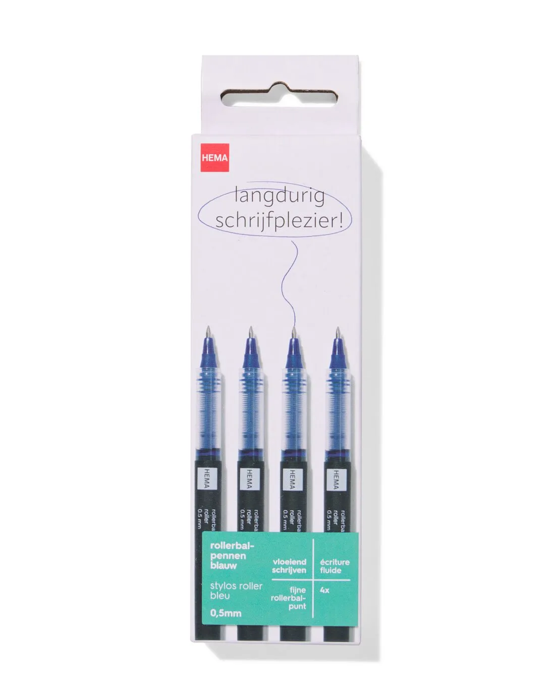 Rollerbalpennen 0.5mm blauwschrijvend - 4 stuks von HEMA – Produktfoto