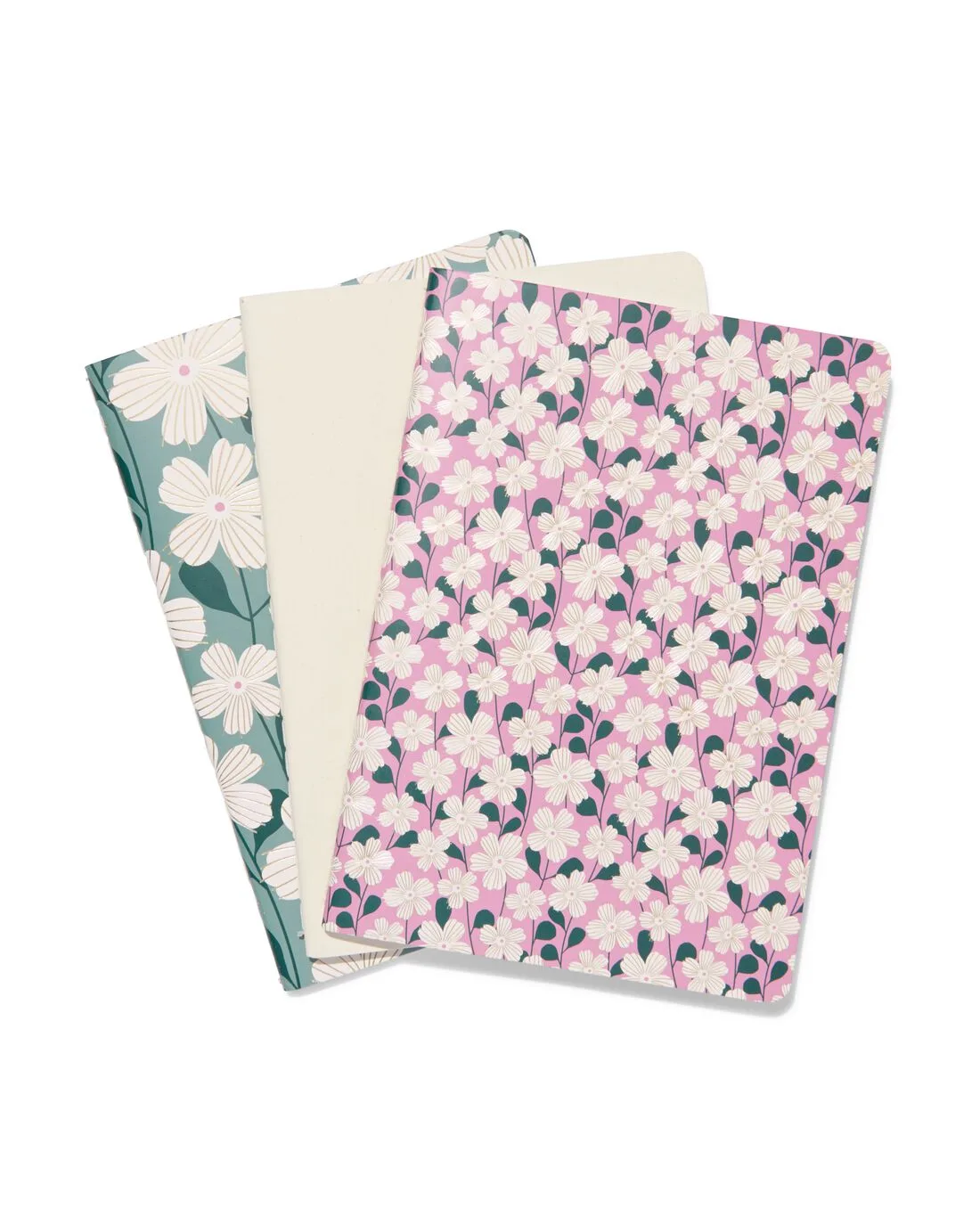Schrift A5 gelinieerd bloemen - 3 stuks (multi) van HEMA – productfoto
