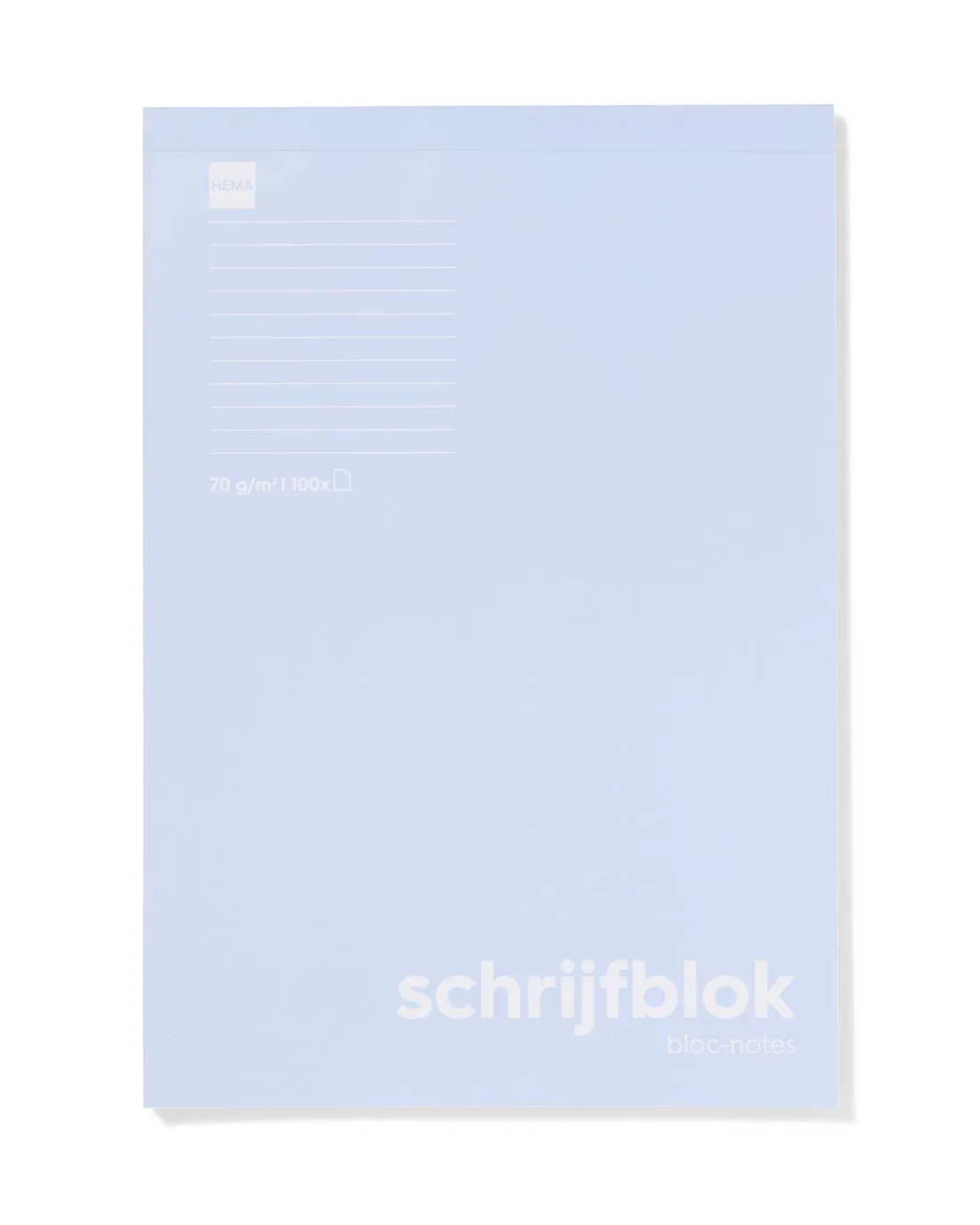 Schrijfblok A4 gelinieerd van HEMA – productfoto