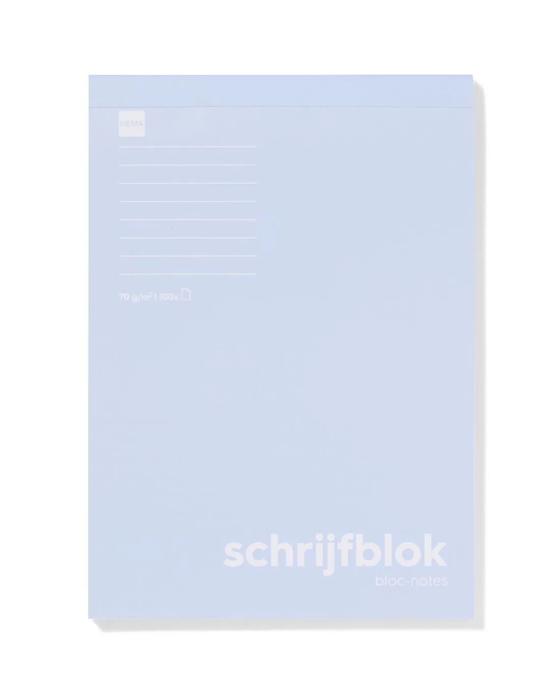 Schrijfblok A5 gelinieerd van HEMA – productfoto