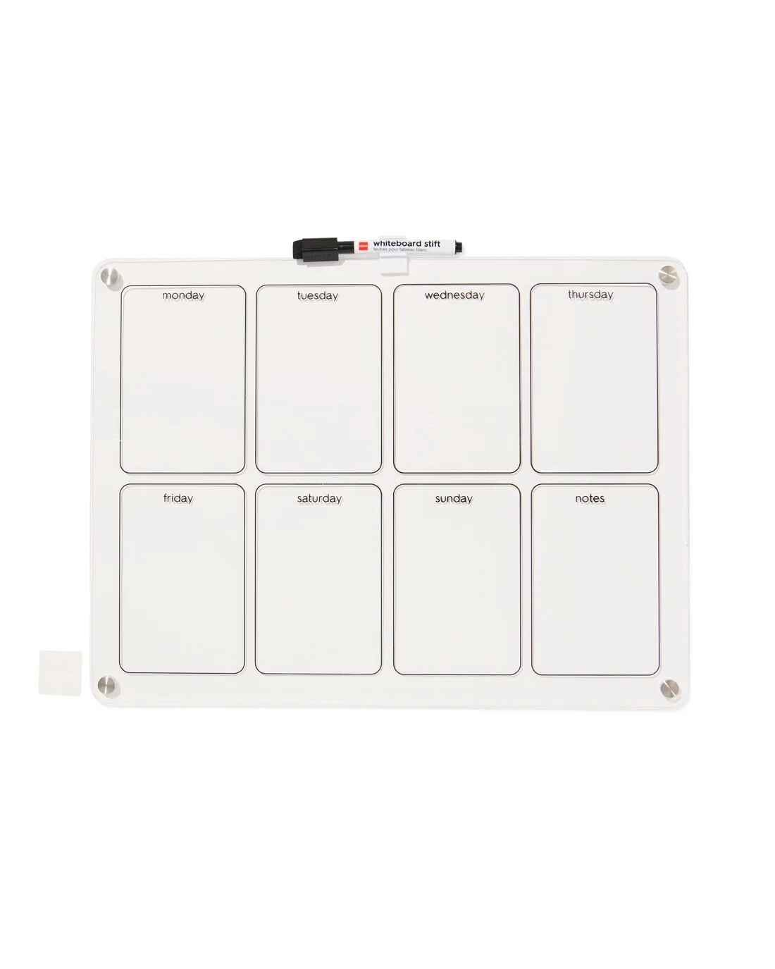Whiteboard met marker en magneten 40x30cm week från HEMA – produktbild