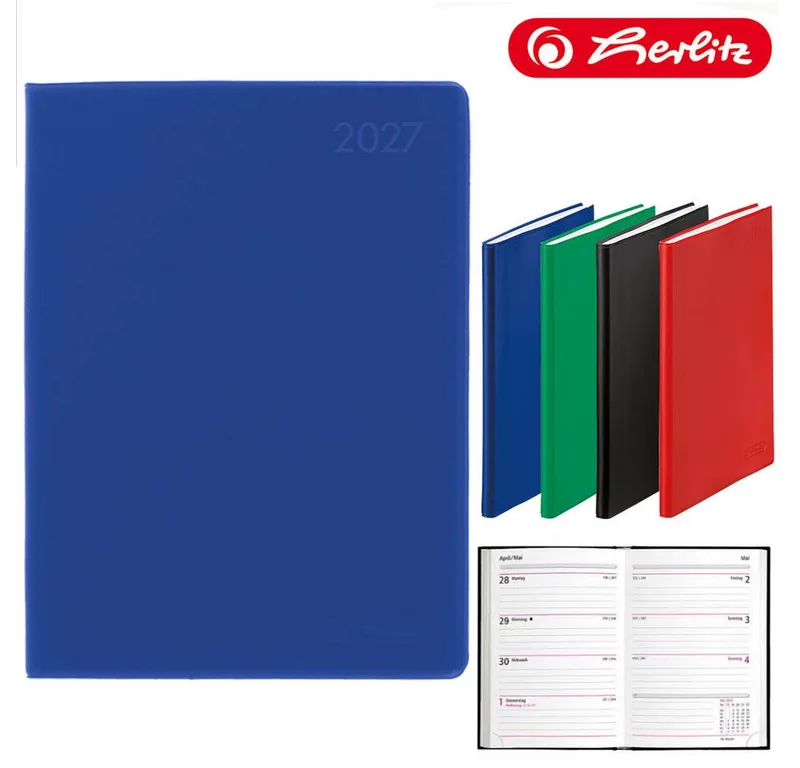 Buchkalender A6 Folie 2027 von Herlitz in Blau – Produktfoto