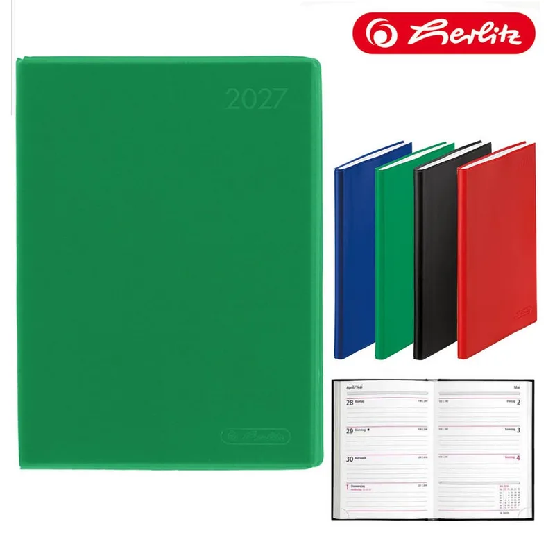 Buchkalender A6 Folie 2027 by Herlitz in Green – product photo