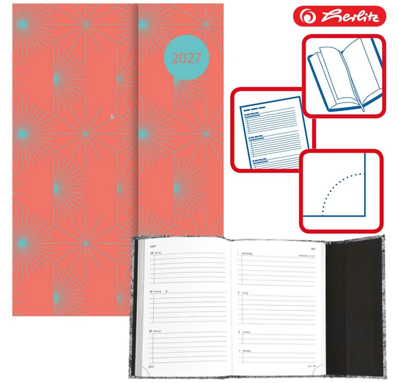Buchkalender Magnetverschluss 2027 A5 / apricot by Herlitz in Multicolour – product photo