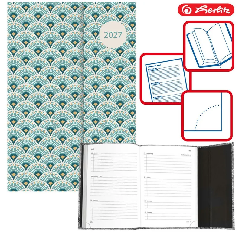 Buchkalender Magnetverschluss 2027 A6 / mint by Herlitz in Multicolour – product photo