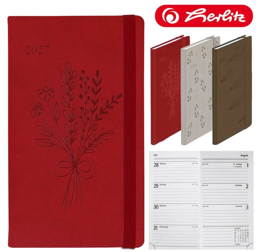 Buchkalender Slimtimer Lady 2027 rot de Herlitz – photo produit