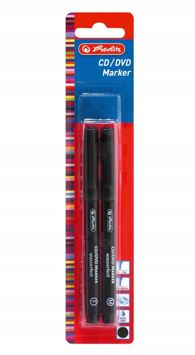 CD/DVD Markers, Sneldrogend, 2 Stuks de Herlitz en Noir – photo produit