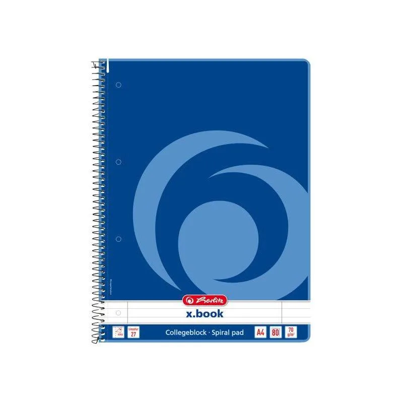 Collegeblock A4 70g/m 80 Bl. liniert Rand li.+re. von Herlitz – Produktfoto