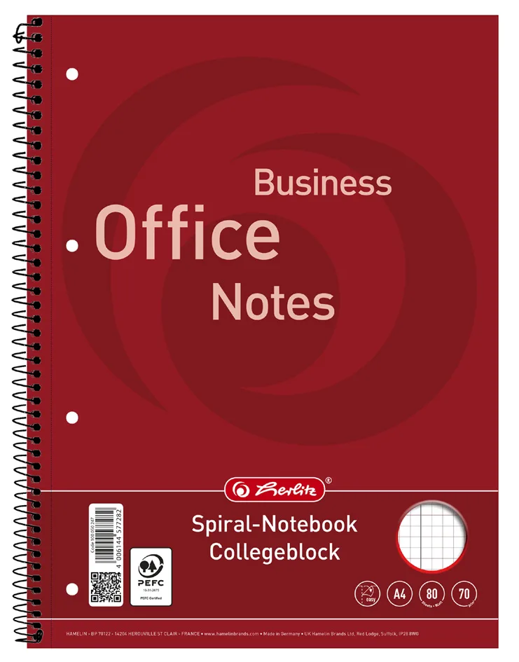 Collegeblock Business Office Notes, DIN A4, kariert by Herlitz – product photo