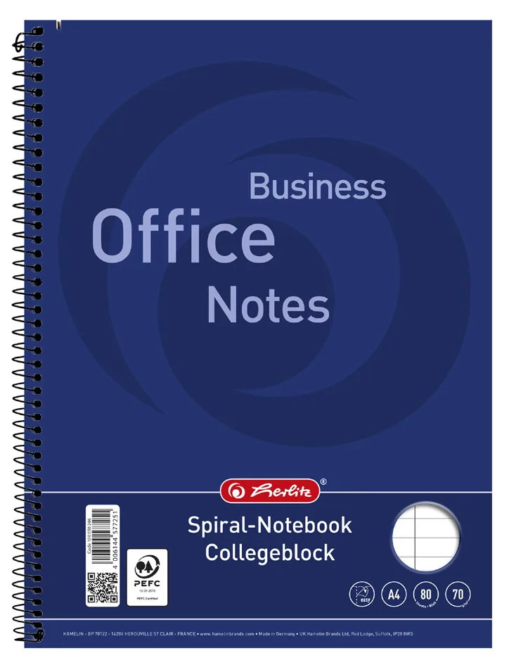 Collegeblock Business Office Notes, DIN A4, liniert de Herlitz – photo produit