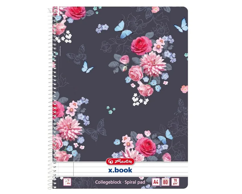 Collegeblock Herlitz Collegeblock / DIN A4 / Spiralblock / liniert / "LadyLike Flo de Herlitz – photo produit