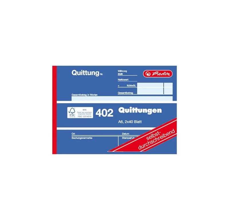 Collegeblock herlitz Quittungsblock A6 402 2 x 40 Bl. von Herlitz in Blau – Produktfoto