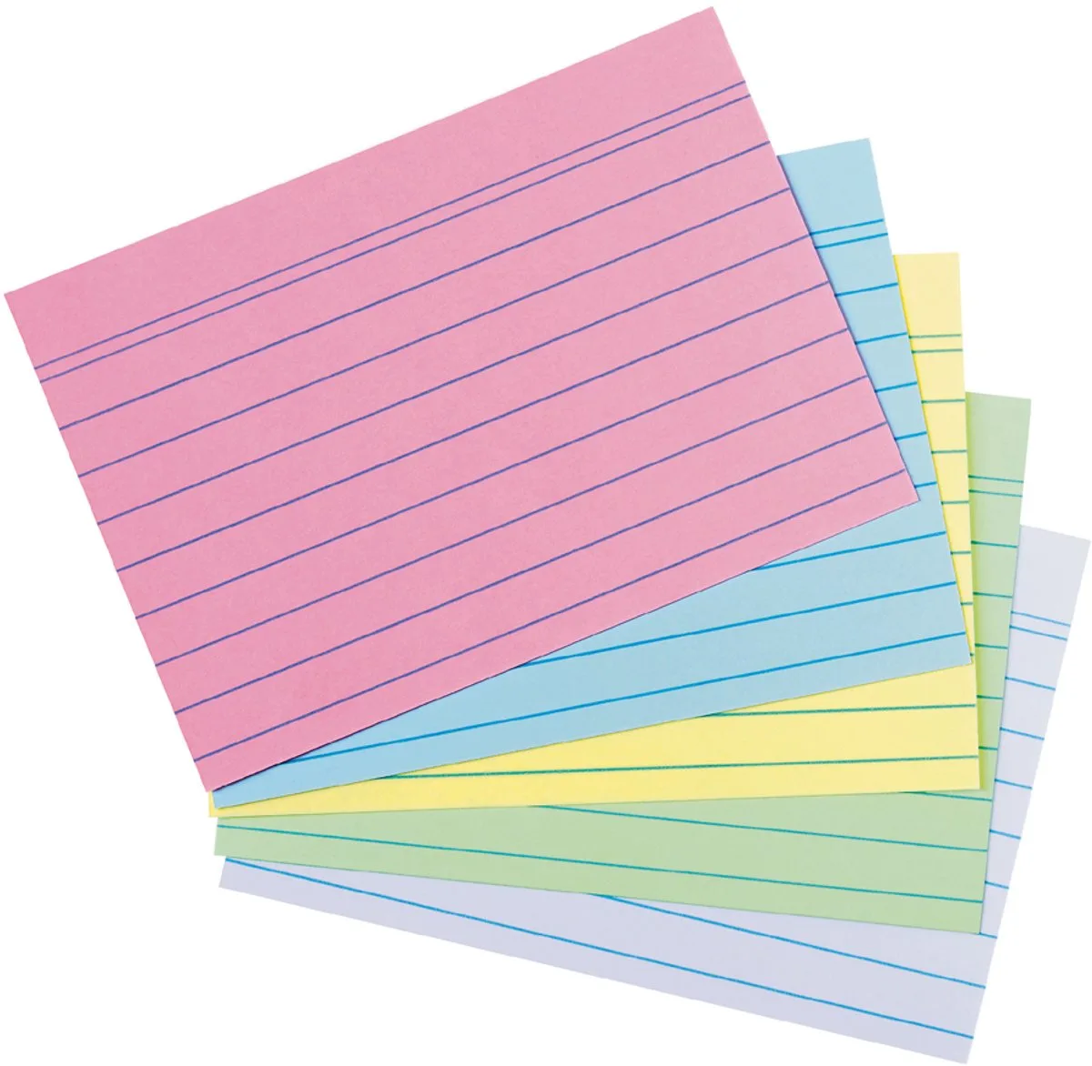 flashcards - A6 - gelinieerd - 200 stuks - 5 kleuren van Herlitz in Meerkleurig – productfoto