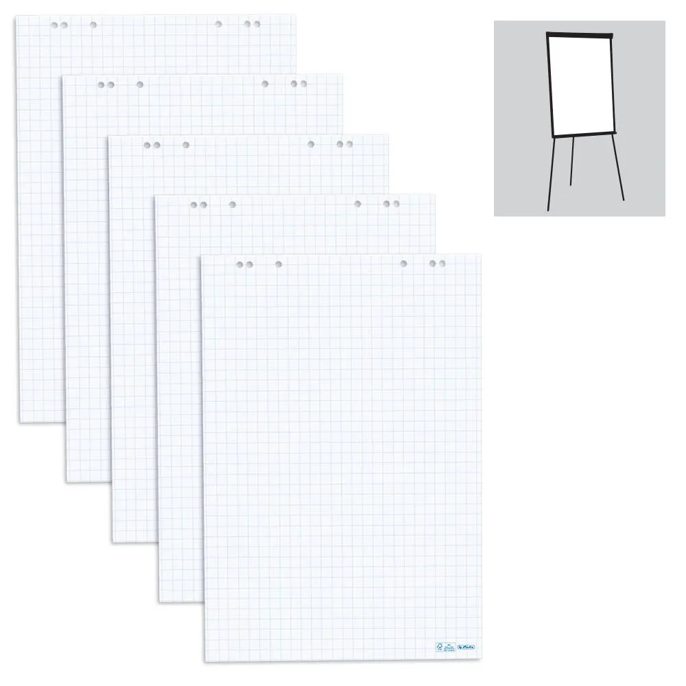 Flipchart-Papier kariert 65,0 x 98,0 cm, 20 Blatt, 5 Blöcke från Herlitz – produktbild