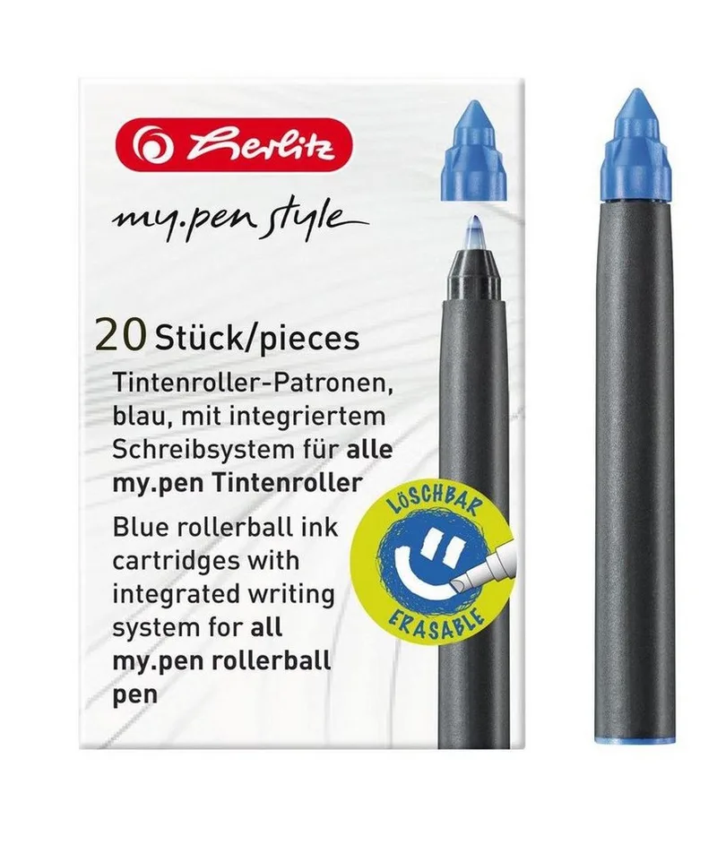 Füllhalter 20 Herlitz Tintenroller-Patronen "my.pen" / königsblau by Herlitz – product photo