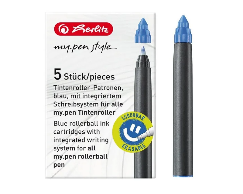 Füllhalter 5 Herlitz Tintenroller-Patronen "my.pen" / königsblau de Herlitz – photo produit