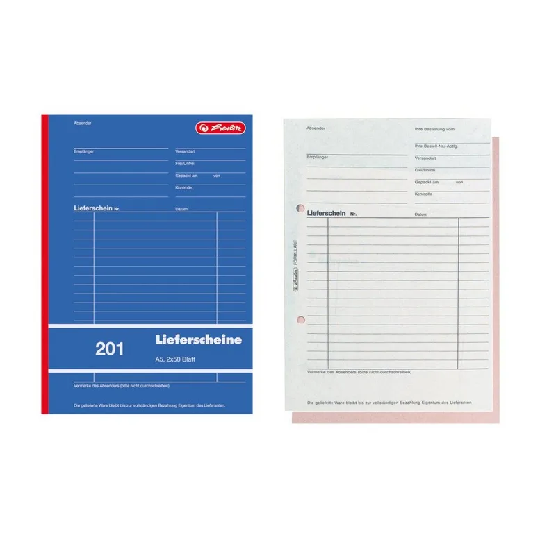 Geschäftspapier Herlitz Lieferscheinbuch 201 / A5 / 2x 50 Blatt by Herlitz – product photo