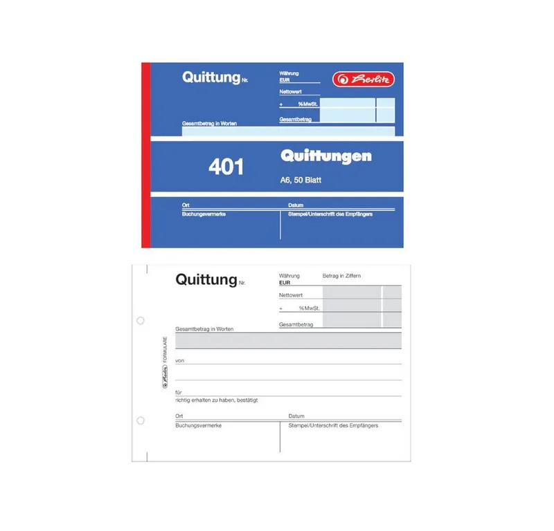 Geschäftspapier Herlitz Quittungsblock 401 / A6 / 50 Blatt by Herlitz – product photo