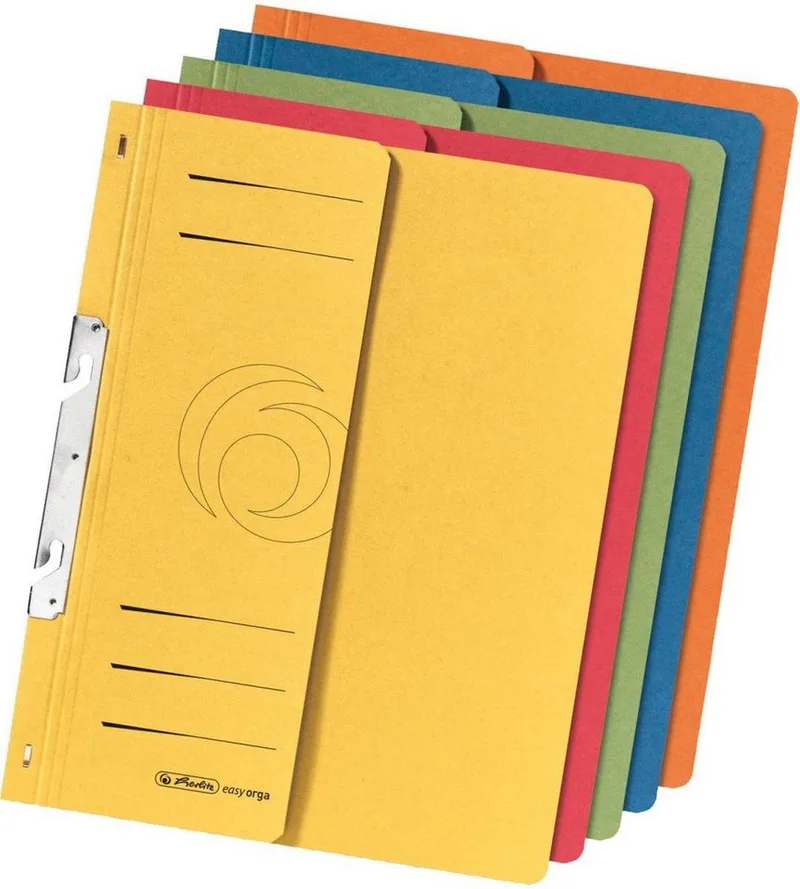 Hefter Einhakhefter 1/2-Vorderdeckel kaufm. Heftung farbig sortiert VE=5 Stüc by Herlitz – product photo