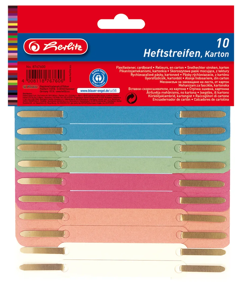 Heftstreifen 34 x 150 mm, RC-Karton, farbig sortiert by Herlitz – product photo