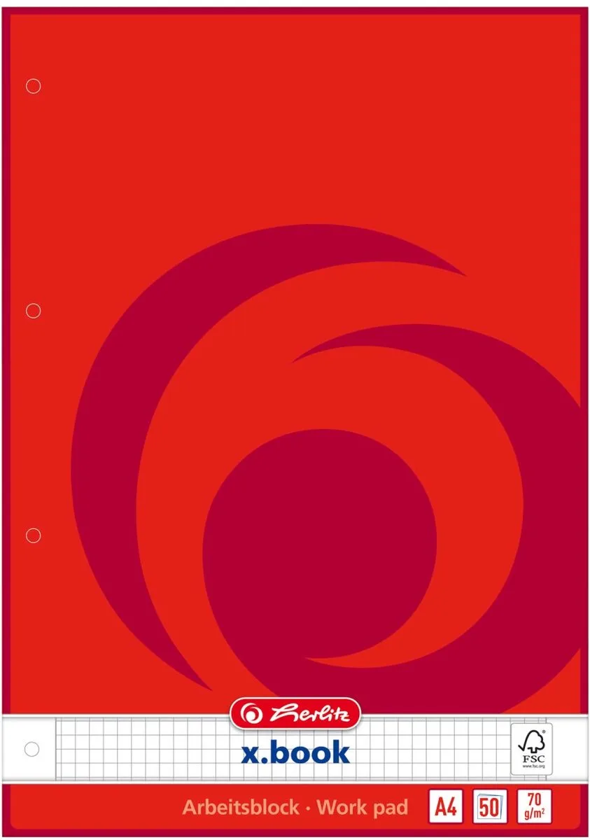 Herlitz 215434 schrijfblok & schrift A4 50 vel von Herlitz in Rot – Produktfoto